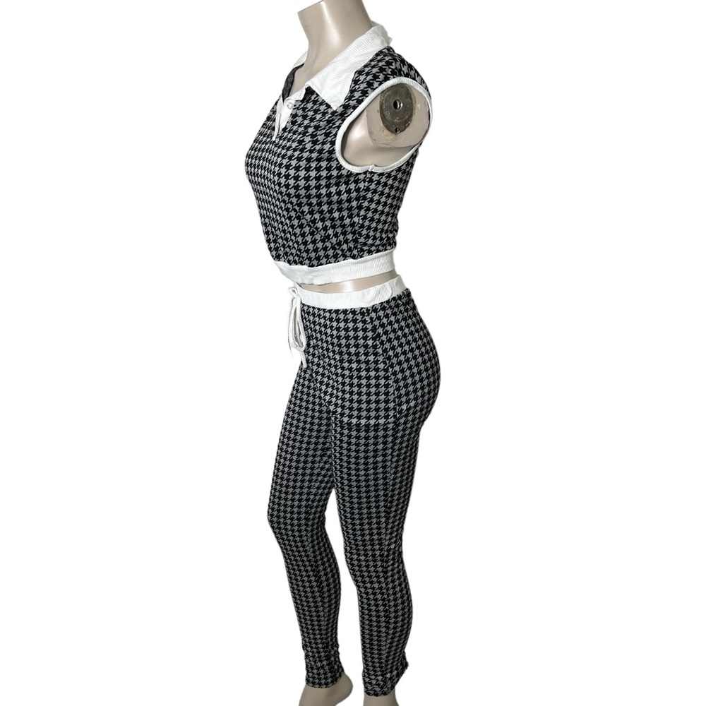 Black & Grey ‘Clueless Collar Two Piece Leggings Set - Picture 7 of 13